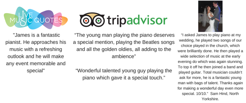 Wedding Reviews - Testimonials from delighted couples who experienced the enchantment of James Breckon's live piano music on their special day.Picture